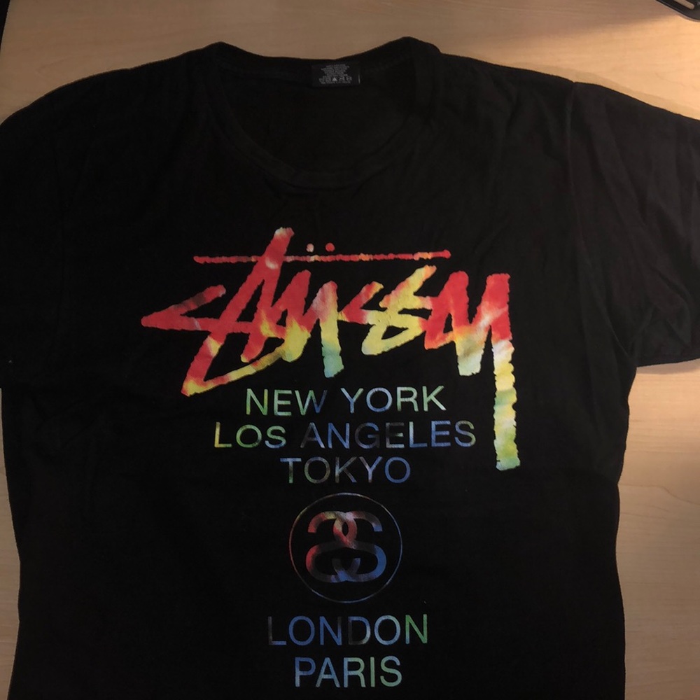 Stussy T Shirt. World Tour tie dye edition